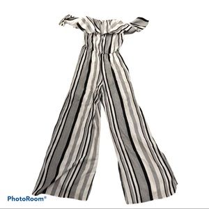 ANGL NWT white black stripe jumpsuit
